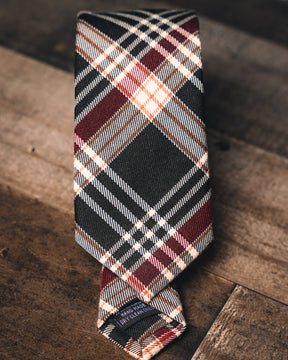 Plaid Tie- Black, White, Red