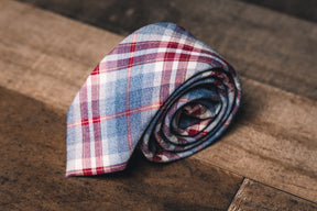 Plaid Tie- Red, White, and Blue